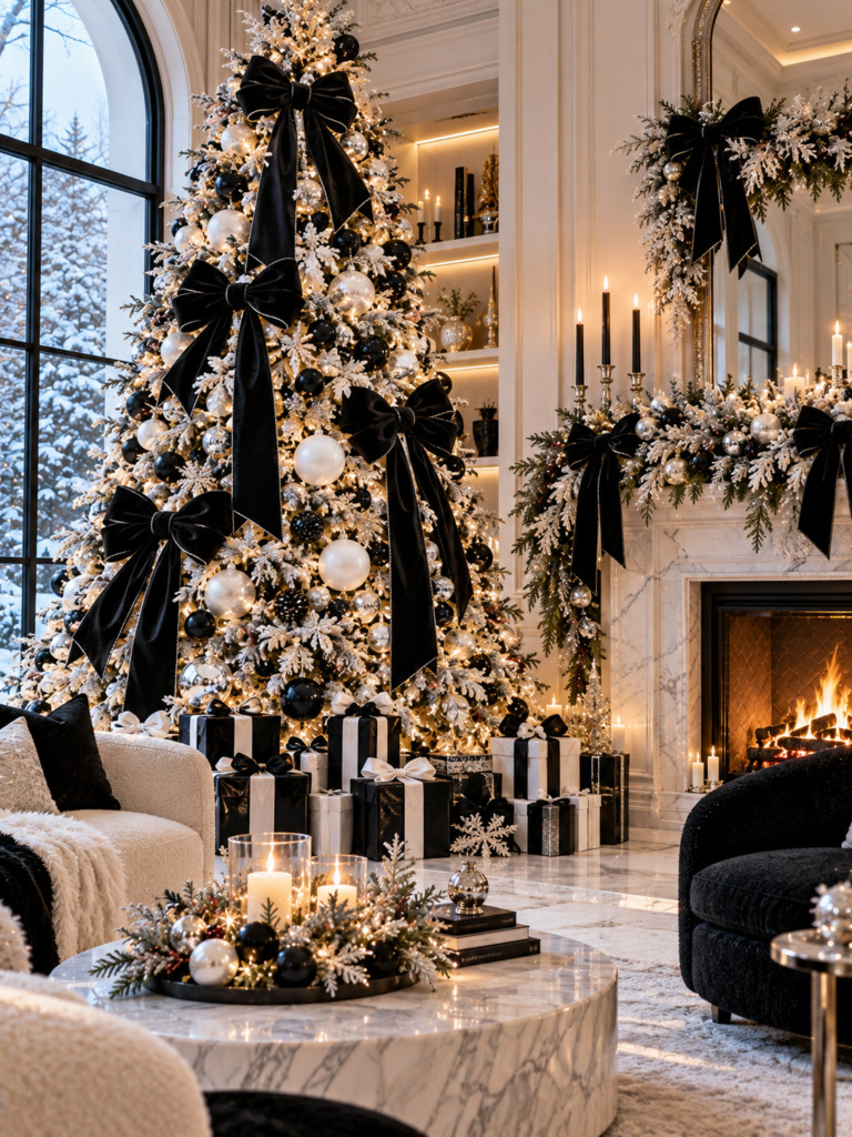 Christmas Bow Decorating Ideas 9 Christmas Bow Decorating Ideas Monochrome Theme