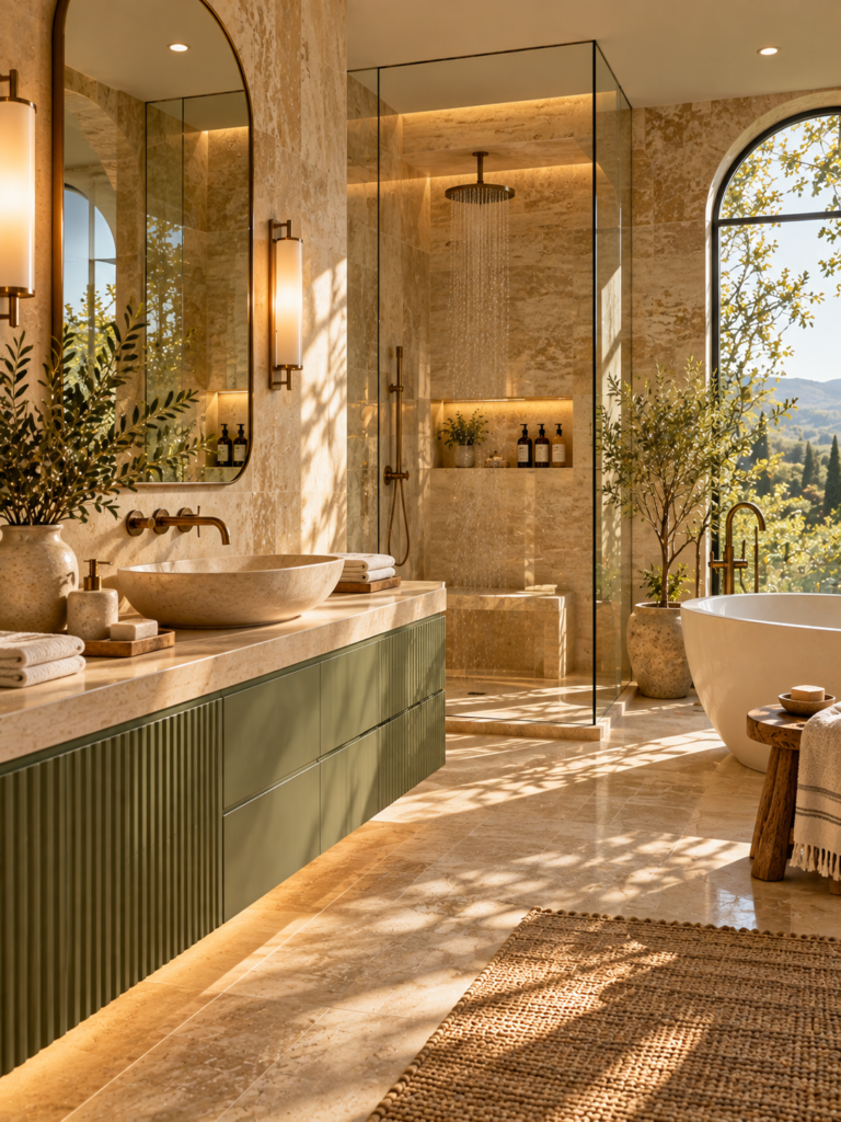 Sage Green Bathroom Ideas 8 Sage Green Bathroom Ideas With Beige Travertine