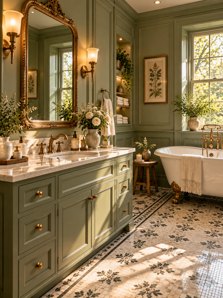 Sage Green Bathroom Ideas 12 Sage Green Bathroom Ideas With Vintage Brass