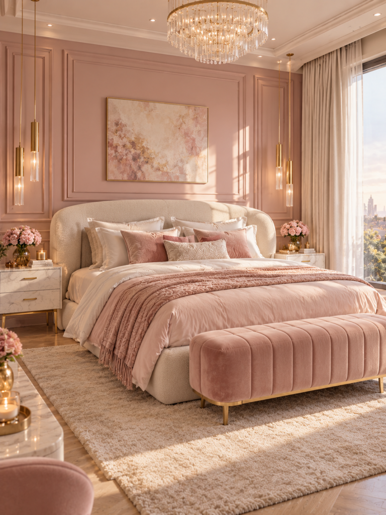Bedroom Wall Panelling Ideas Blush Pink