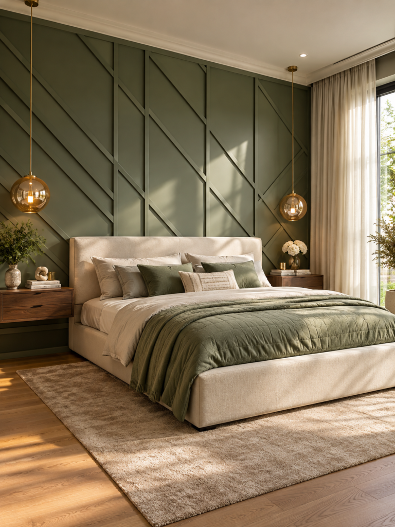 Bedroom Wall Panelling Ideas Geometric Design