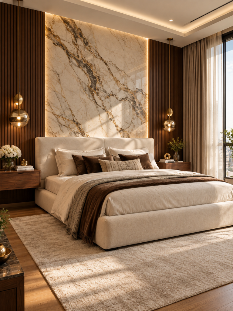 Bedroom Wall Panelling Ideas Walnut Marble