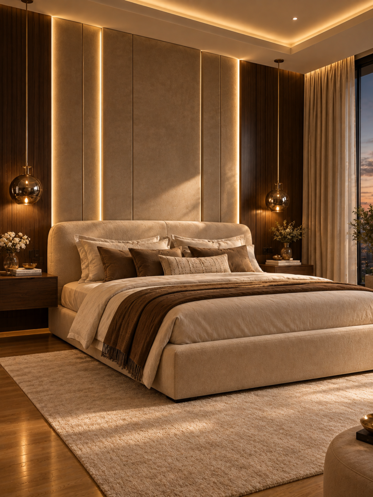 Bedroom Wall Panelling Ideas LED Lighting