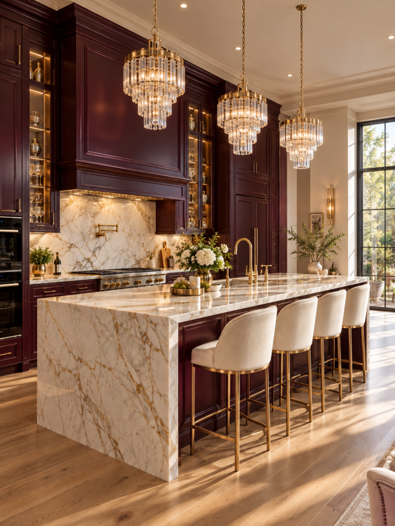15 burgundy kitchen ideas 2 15 burgundy kitchen ideas with gold accents