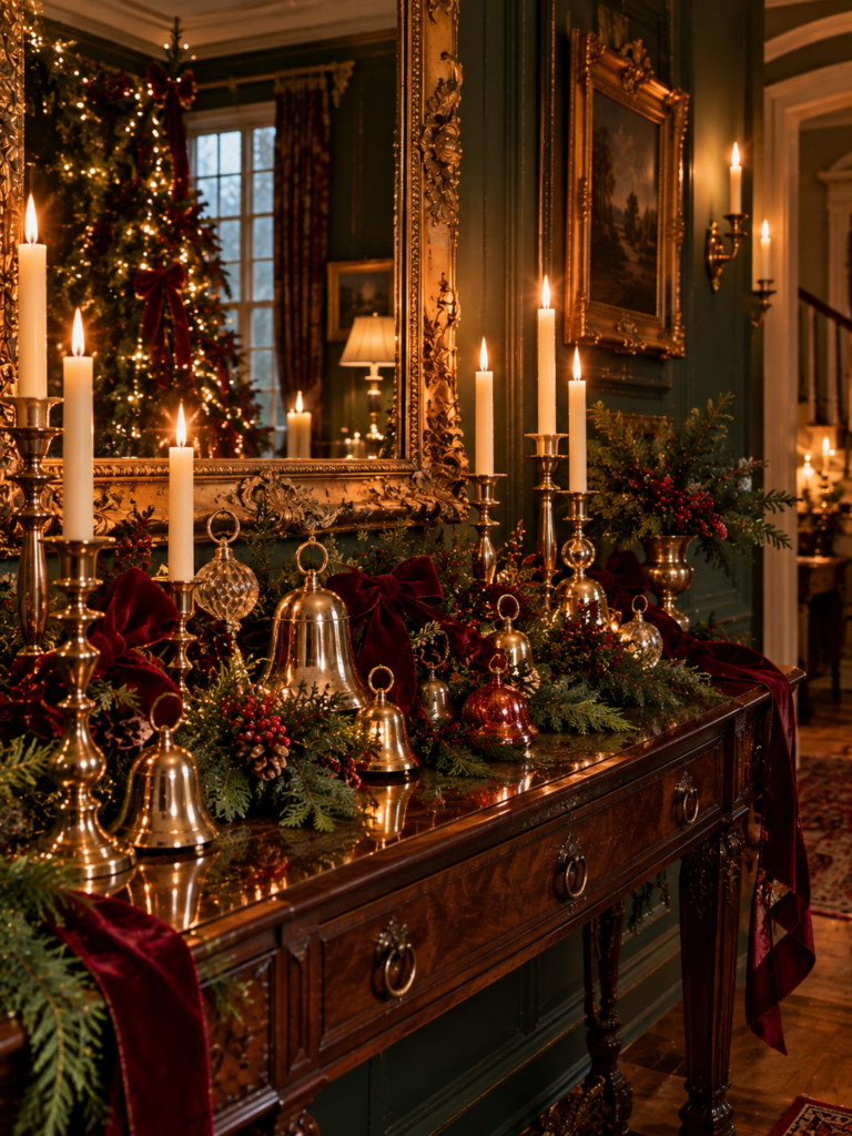 Old fashioned christmas decor ideas brass bells