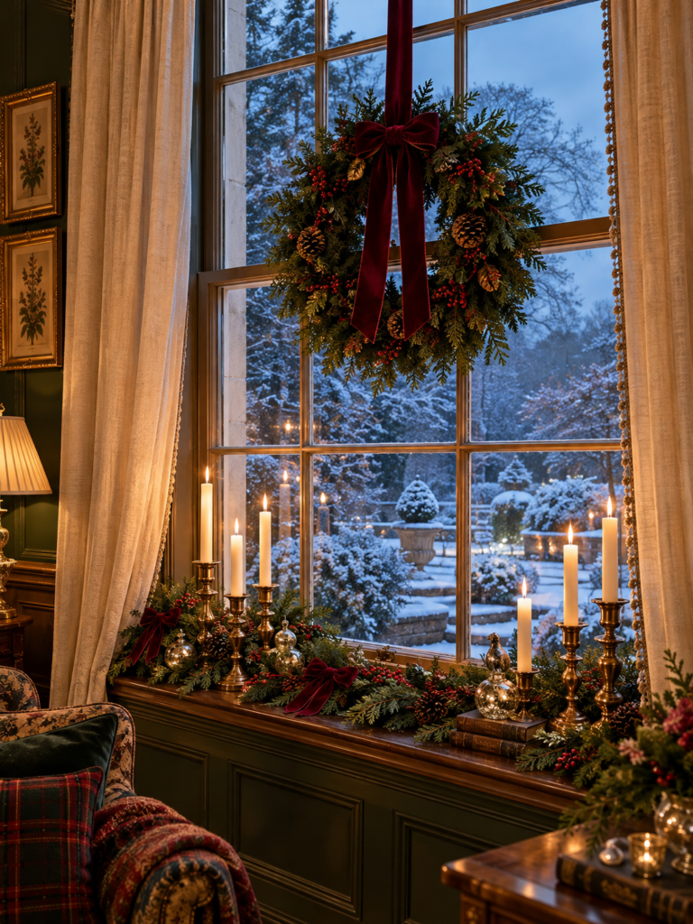 Old fashioned christmas decor ideas candle window