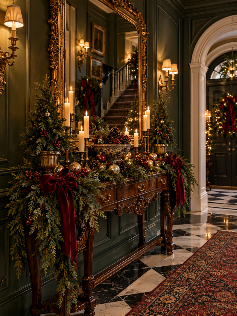 Old fashioned christmas decor ideas antique entryway