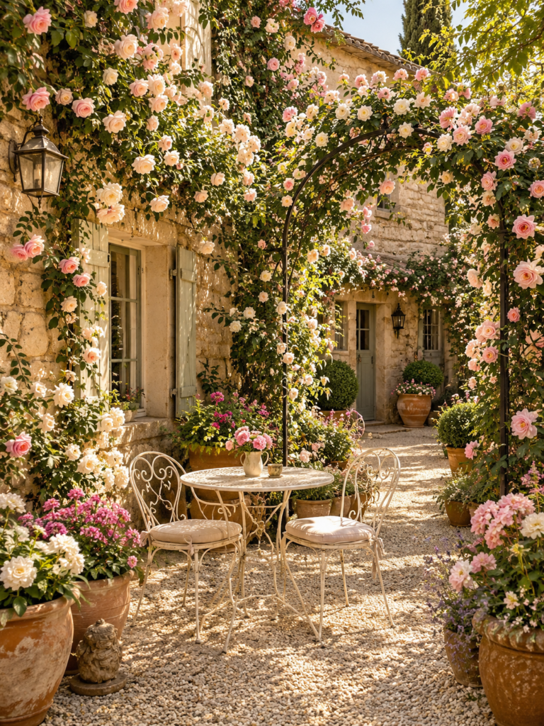 French Courtyard Garden Ideas with roses