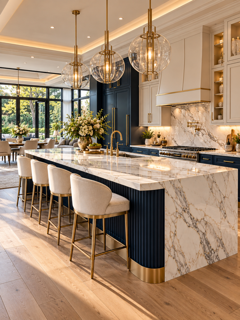 Navy Blue Kitchen Ideas 4 Navy blue kitchen ideas with statement island