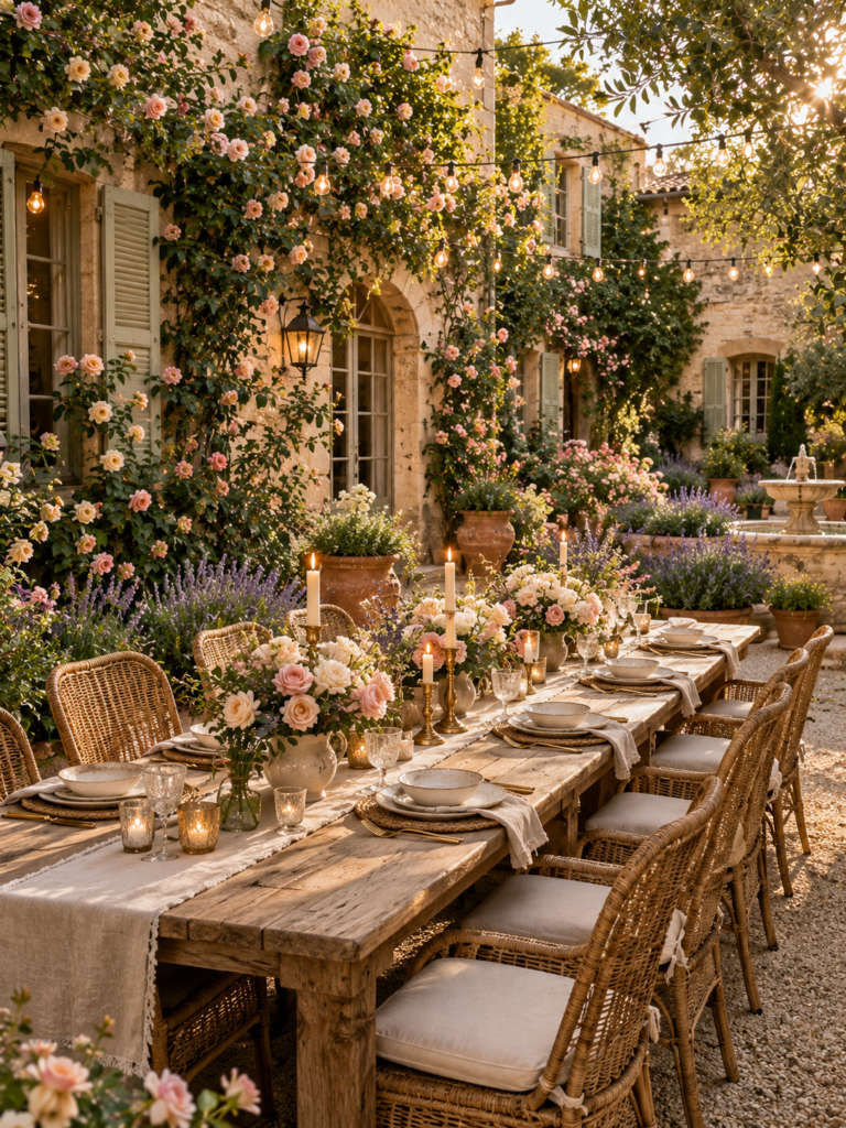 French Courtyard Garden Ideas for dining