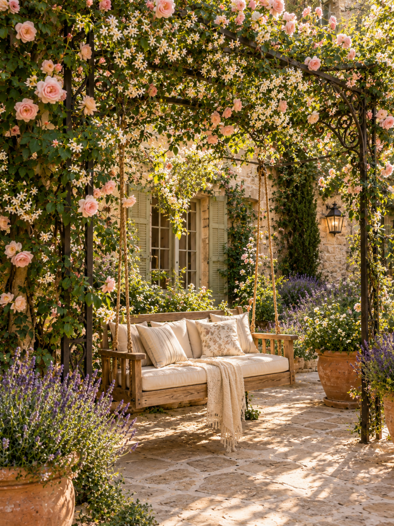 French Courtyard Garden Ideas with swings