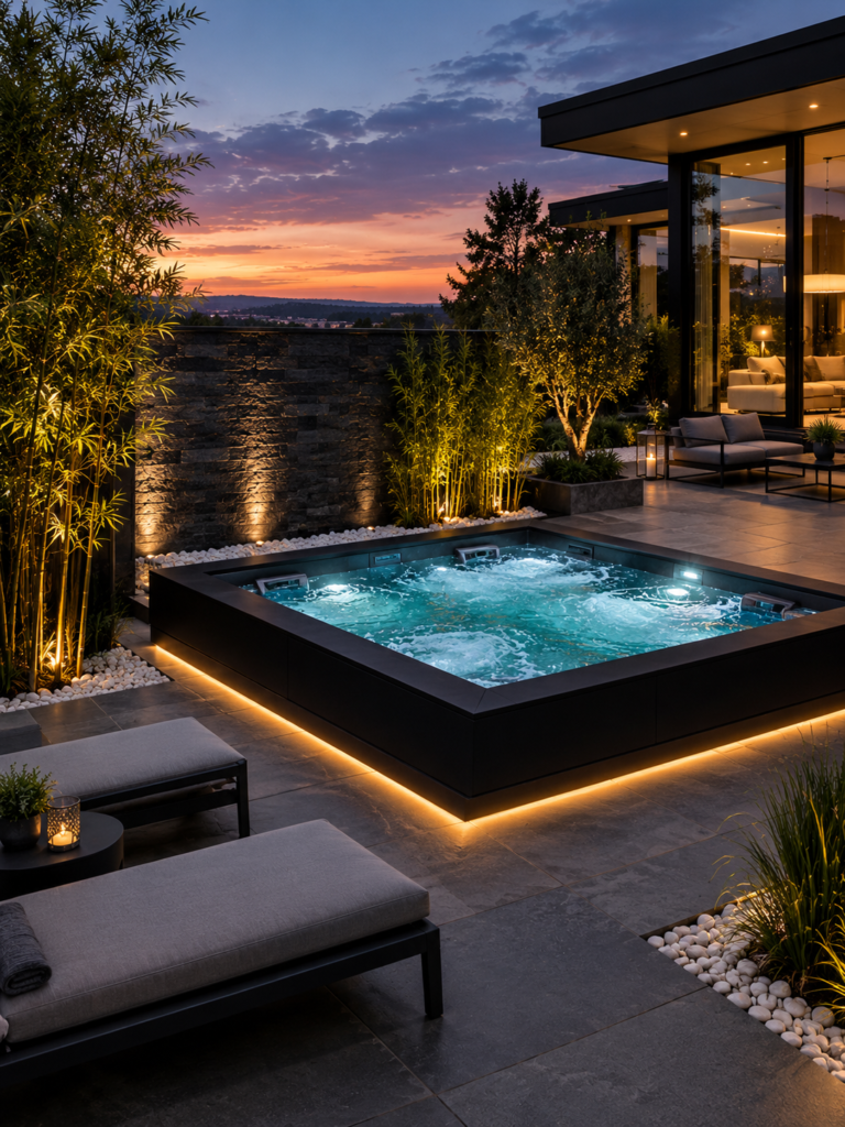Modern Black Outdoor Spa and Jacuzzi Ideas


