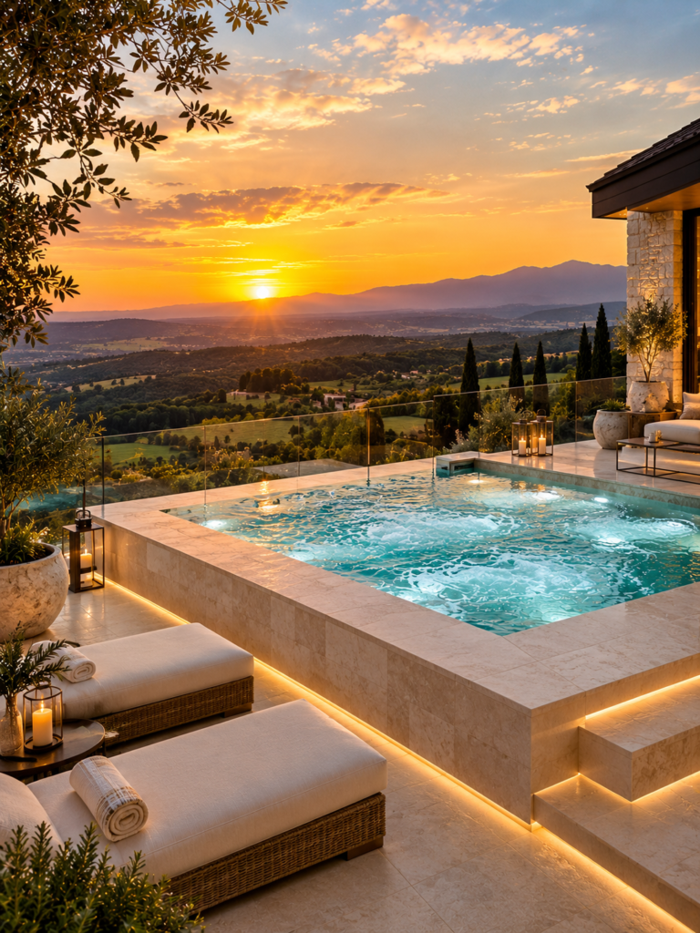 Infinity Edge Outdoor Spa and Jacuzzi Ideas

