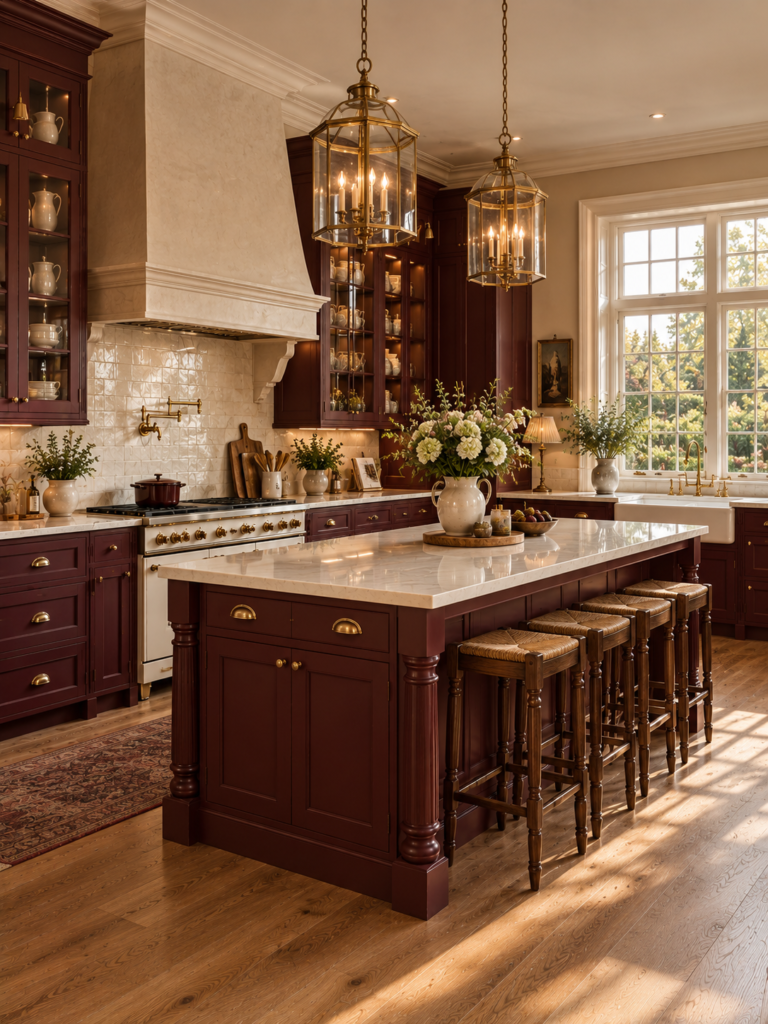 15 burgundy kitchen ideas 8 15 burgundy kitchen ideas with Shaker cabinets
