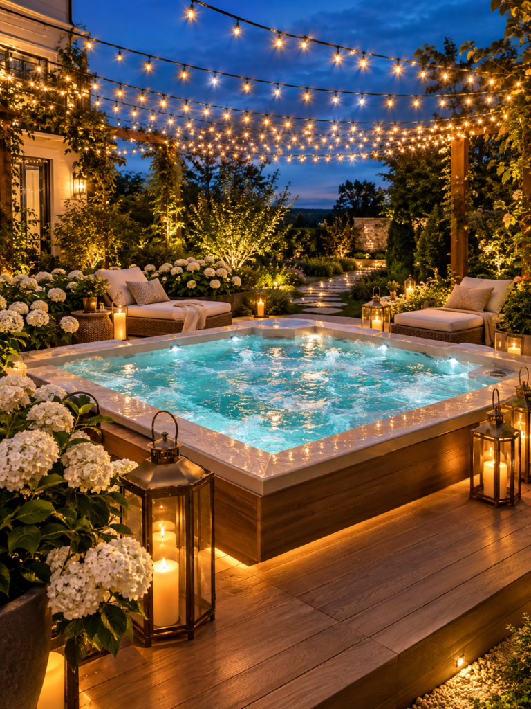 Magical Lighting Outdoor Spa and Jacuzzi Ideas