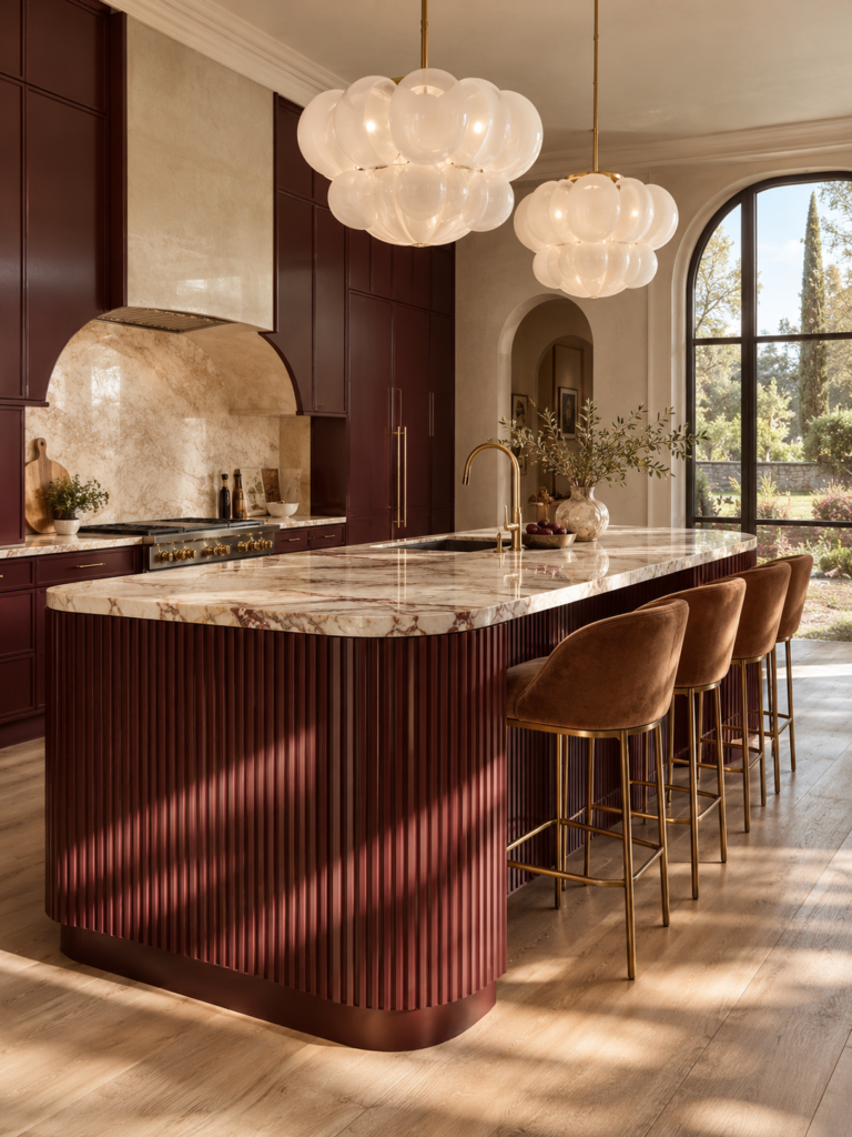 15 burgundy kitchen ideas 9 15 burgundy kitchen ideas featuring fluted island