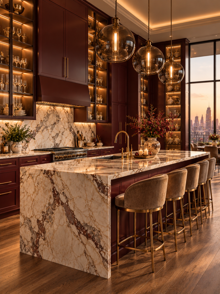 15 burgundy kitchen ideas 14 15 burgundy kitchen ideas with glass cabinets