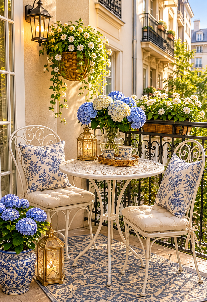 Balcony coffee corner ideas with bistro set