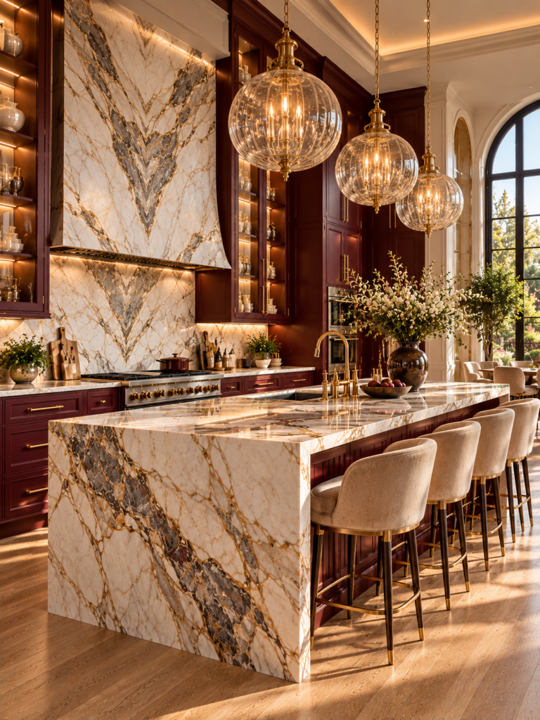 15 burgundy kitchen ideas 15 15 burgundy kitchen ideas with marble backsplash