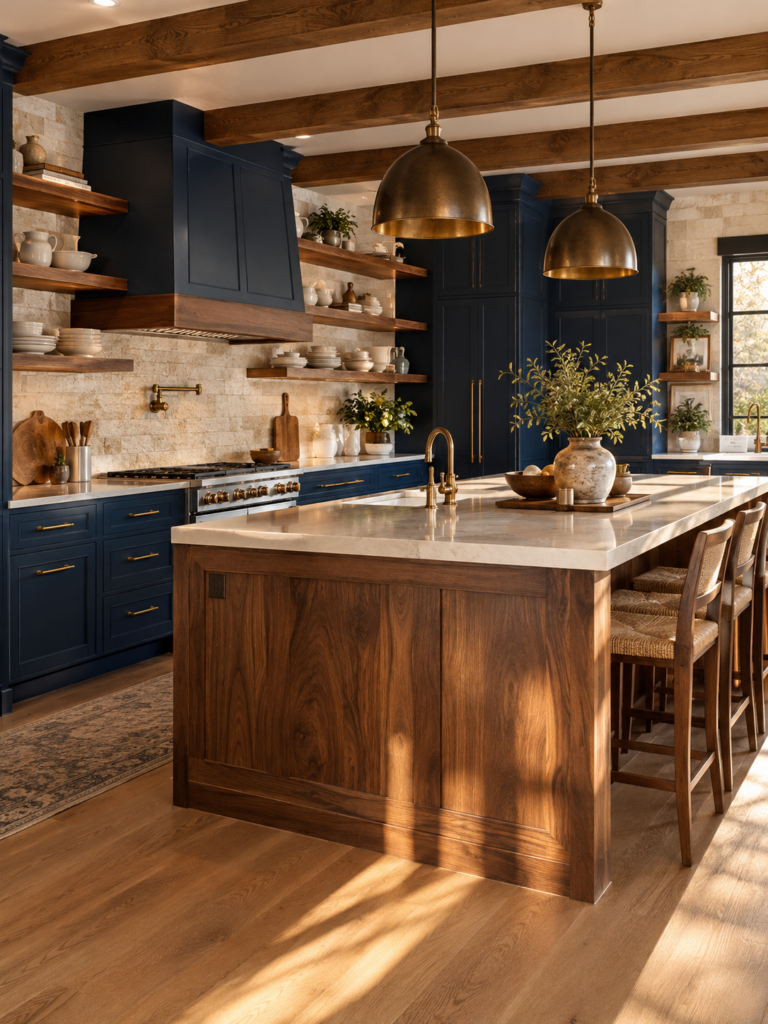 Navy Blue Kitchen Ideas 5 Navy blue kitchen ideas with natural wood