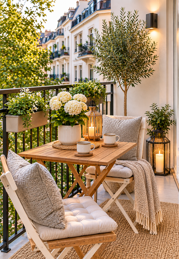 Balcony coffee corner ideas in Scandinavian style
