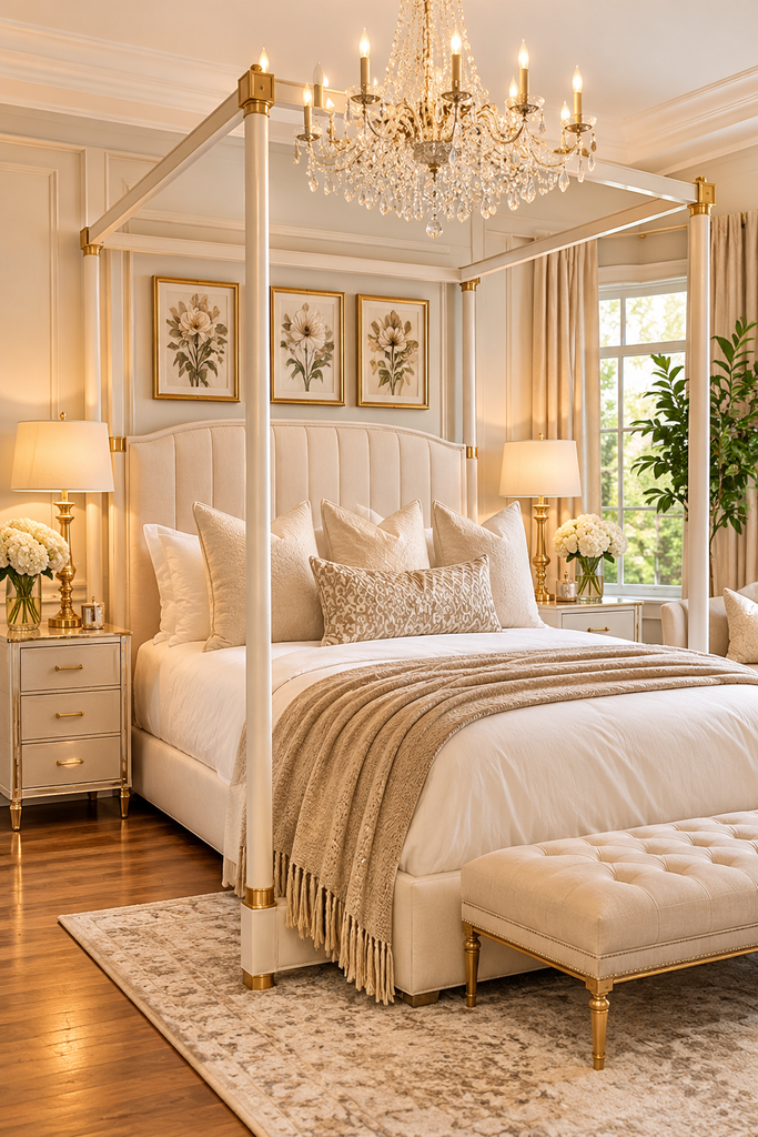 luxury canopy bed ideas 2 Luxury canopy bed ideas with white upholstery