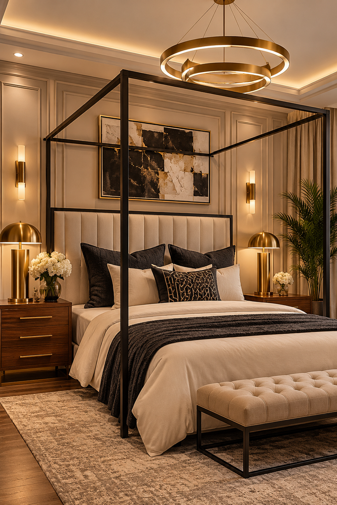 luxury canopy bed ideas 4 Luxury canopy bed ideas with black metal frame