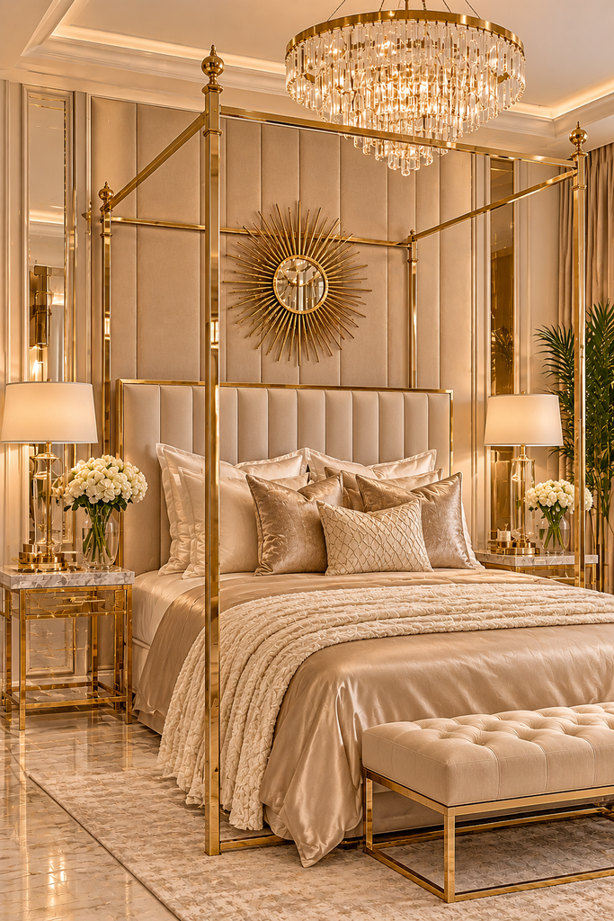 luxury canopy bed ideas 7 Luxury canopy bed ideas with champagne gold