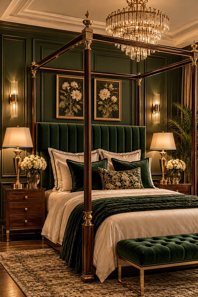 luxury canopy bed ideas 8 Luxury canopy bed ideas with dark green