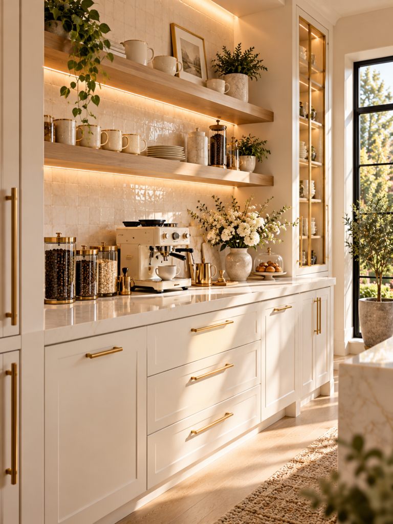 Minimalist modern coffee bar ideas for kitchen