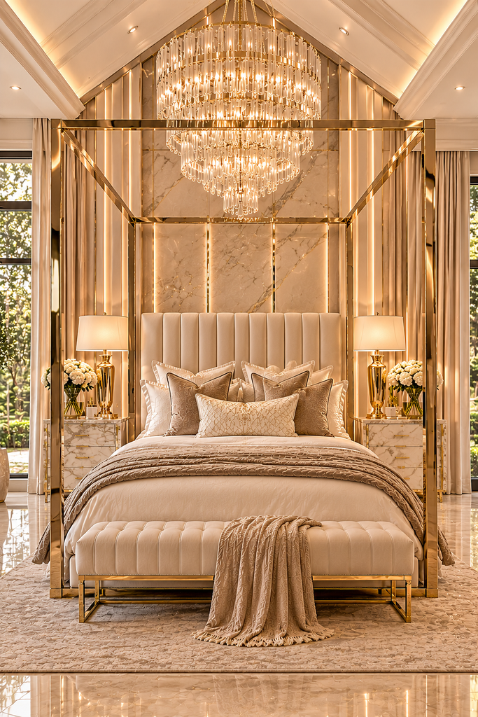 luxury canopy bed ideas 22 Luxury canopy bed ideas with floor-to-ceiling design