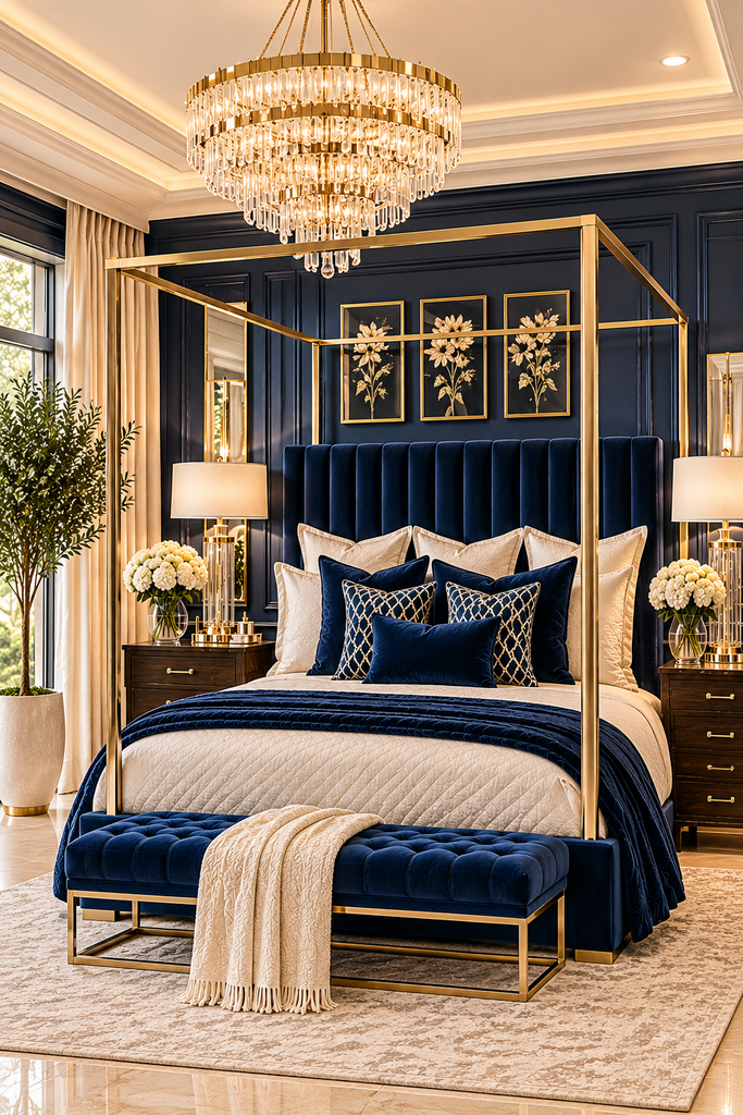 luxury canopy bed ideas 15 Luxury canopy bed ideas with navy blue