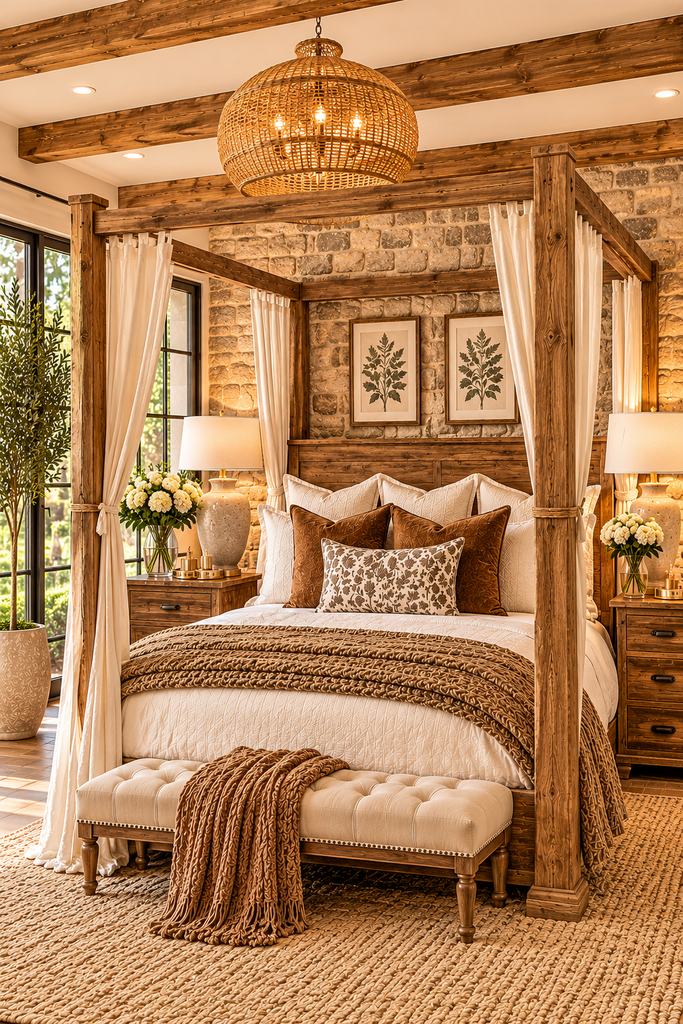 luxury canopy bed ideas 17 Luxury canopy bed ideas with rustic wooden frame