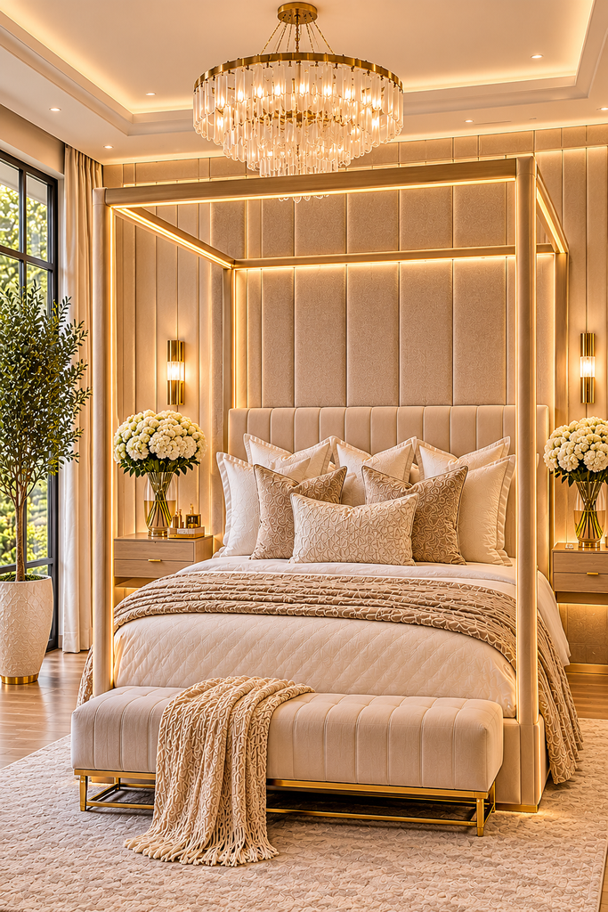 luxury canopy bed ideas 20 Luxury canopy bed ideas with integrated LED lighting