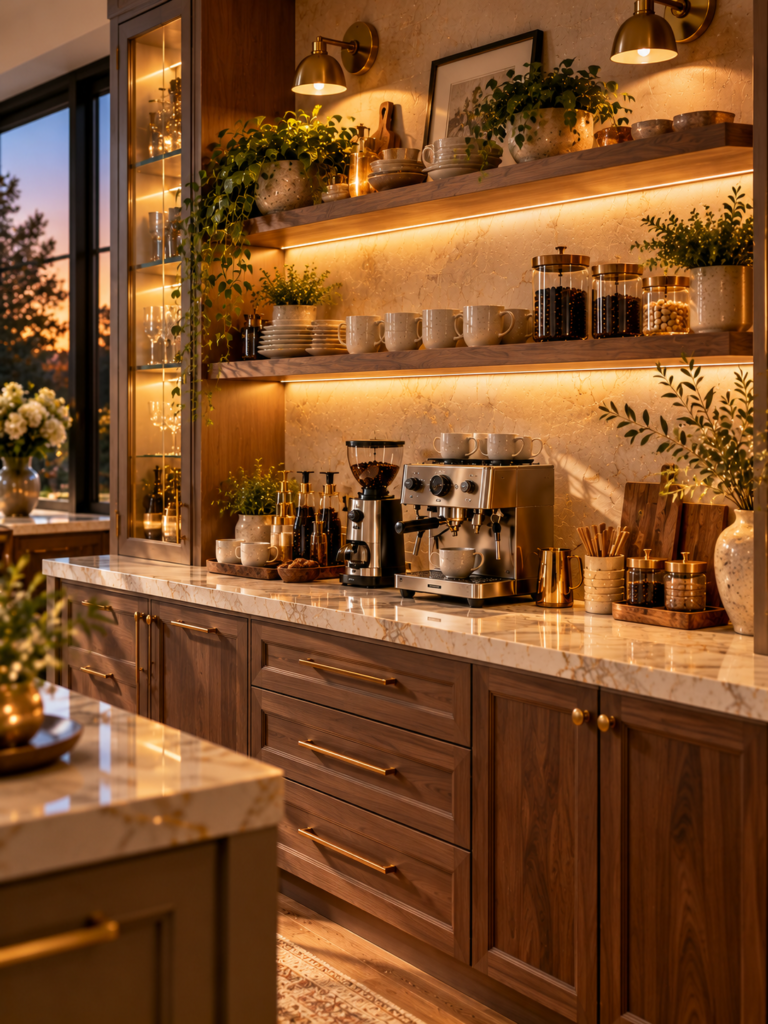 LED modern coffee bar ideas for kitchen
