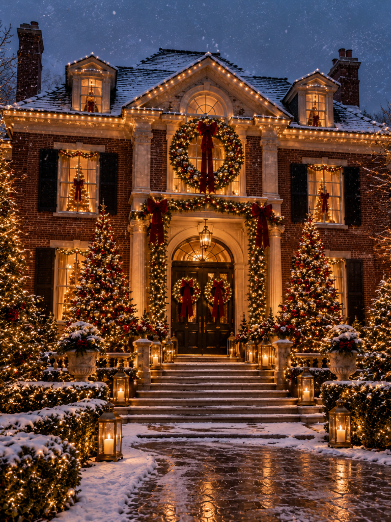 Luxurious outdoor Christmas lighting ideas display
