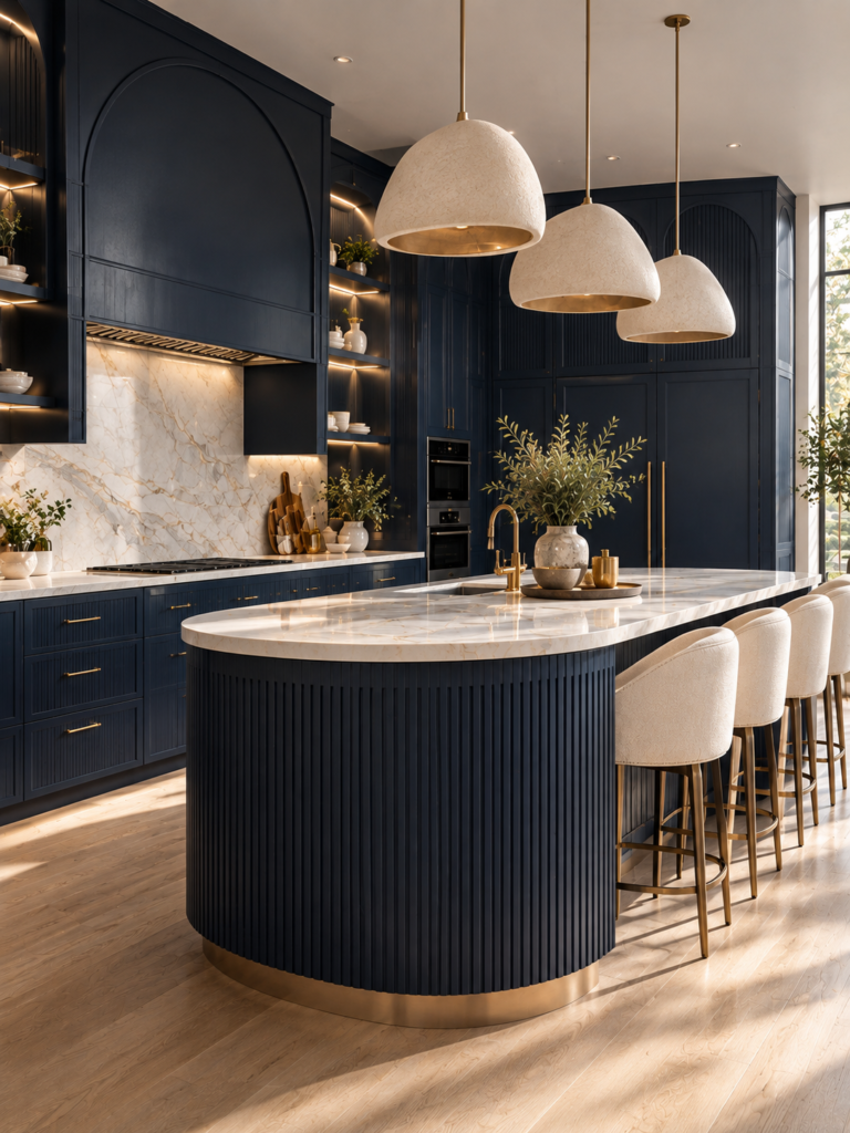 Navy Blue Kitchen Ideas 8 Navy blue kitchen ideas with fluted cabinets
