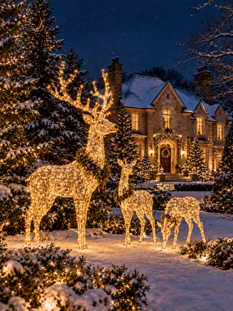 Enchanting outdoor Christmas lighting ideas reindeer