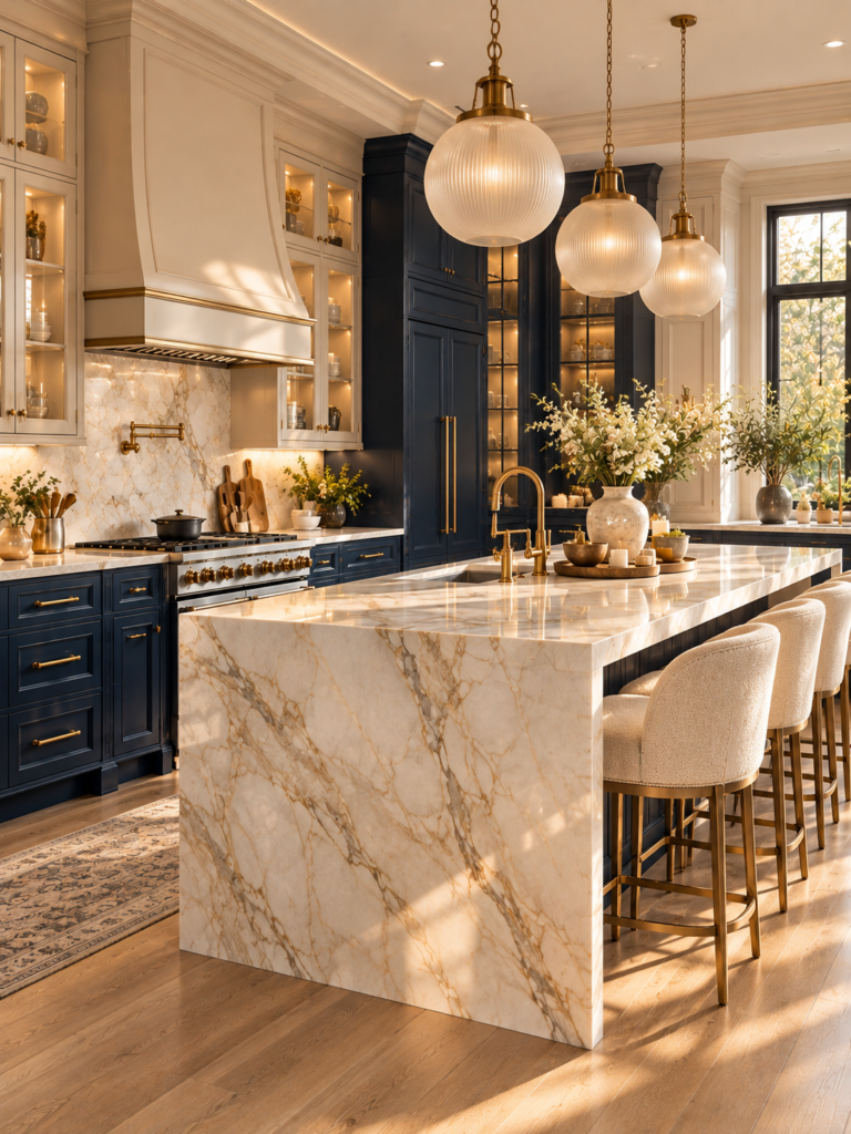Navy Blue Kitchen Ideas 9
Navy blue kitchen ideas with champagne gold