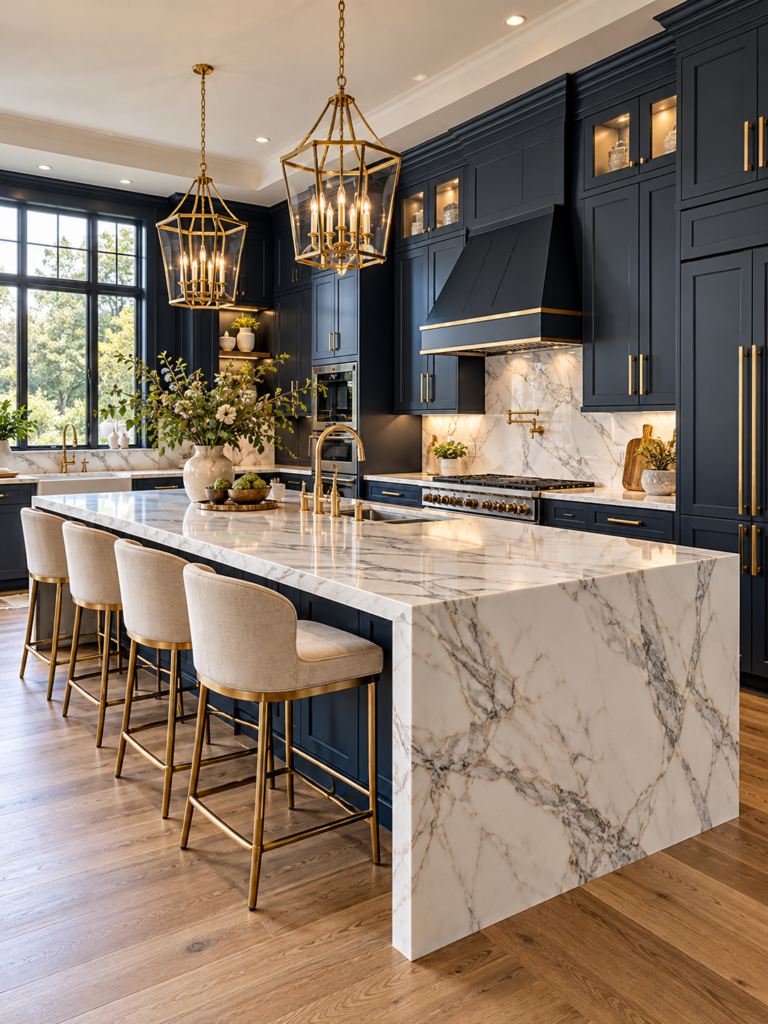 Navy Blue Kitchen Ideas 2 Luxurious navy blue kitchen ideas with gold