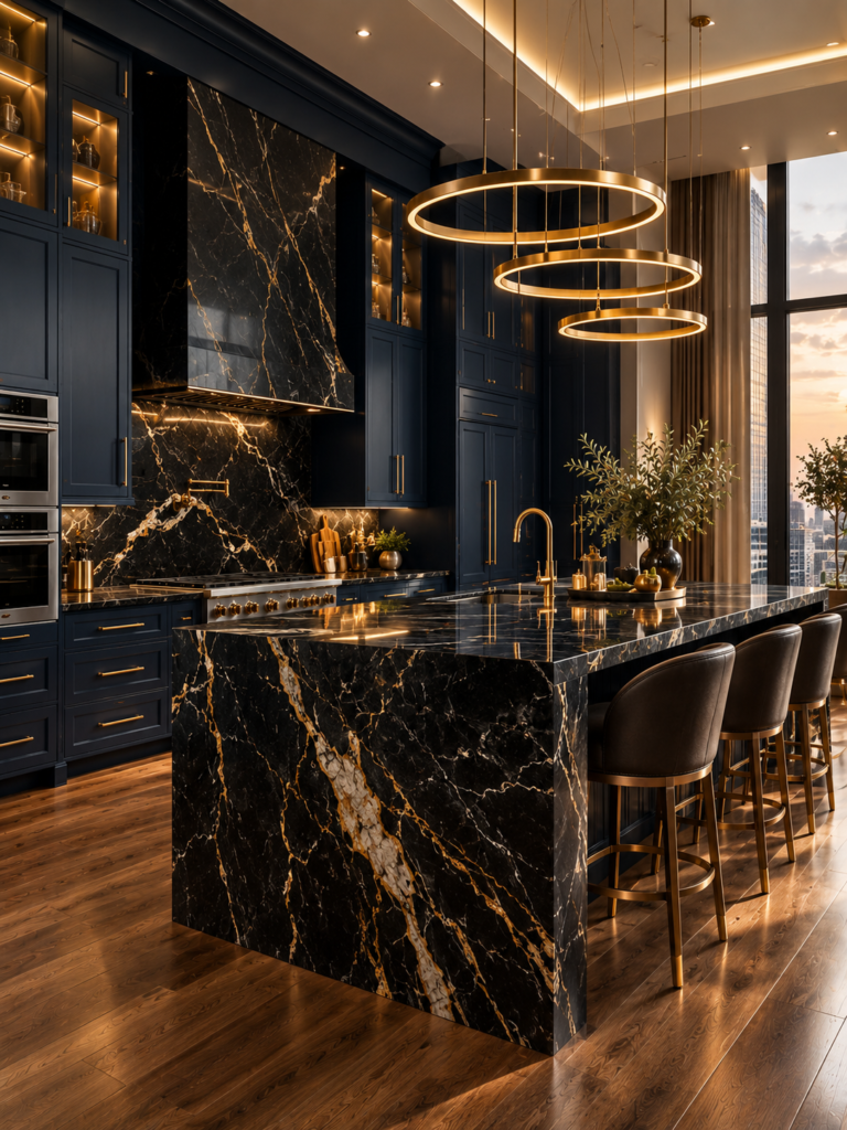 Navy Blue Kitchen Ideas 11 Navy blue kitchen ideas with black marble